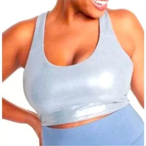 Medium Support PowerSoft Racerback Sports Bra Metallic Silver Old Navy